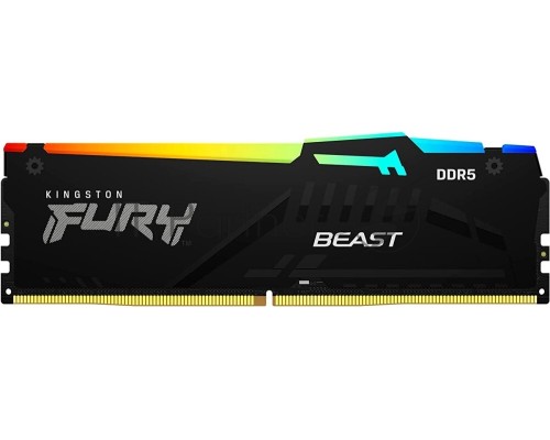 Оперативная память Kingston 8GB DDR5 6000 DIMM FURY Beast Black RGB KF560C40BBA-8 Non-ECC, CL40, 1.35V, 1RX8 40-40-40  288-pin, RTL