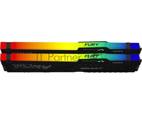 Оперативная память Kingston 16GB DDR5 5200 DIMM FURY Beast Black RGB  KF552C40BBAK2-16 kit 2*8,Non-ECC,  CL40, 1.25V, 288-pin RTL