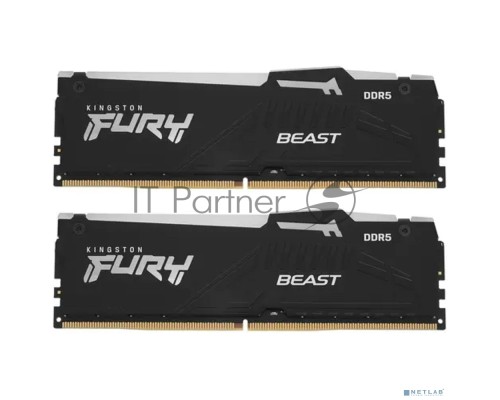 Оперативная память Kingston 16GB DDR5 5200 DIMM FURY Beast Black RGB  KF552C40BBAK2-16 kit 2*8,Non-ECC,  CL40, 1.25V, 288-pin RTL