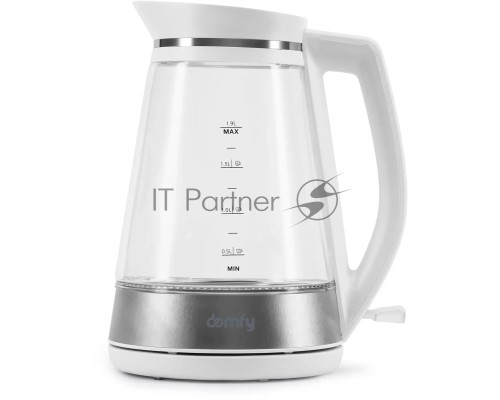 Чайник электрический Domfy DSW-EK505 1.9л. 3000Вт белый/прозрачный (корпус: стекло)