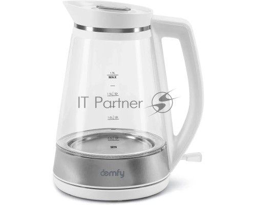 Чайник электрический Domfy DSW-EK505 1.9л. 3000Вт белый/прозрачный (корпус: стекло)