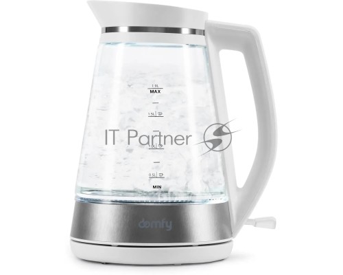 Чайник электрический Domfy DSW-EK505 1.9л. 3000Вт белый/прозрачный (корпус: стекло)