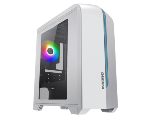 [Корпуса] GameMax Корпус Centauri White-Blue без БП(ATX,Бело-голуб,USB3.0, Зак.стек.,1*120мм. RGB, пыл.фильтр)