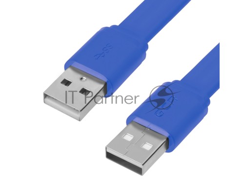 Кабель GCR PROF 1.0m USB 2.0 AM/AM, плоский, синий, 28/24 AWG, экран, заземление, морозостойкий, GCR-55570 Кабель GCR PROF 1.0m USB 2.0 AM/AM, плоский, синий, 28/24 AWG, экран, заземление, морозостойкий, GCR-55570