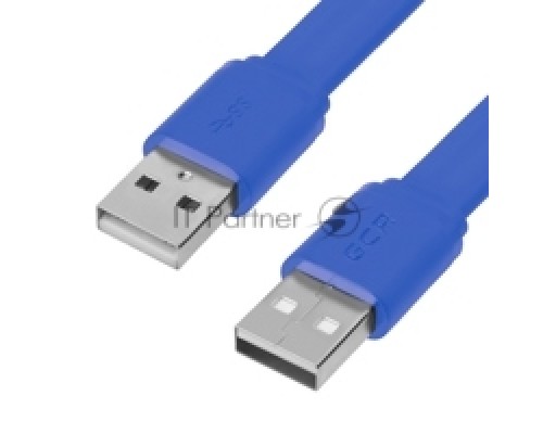 Кабель GCR PROF 1.0m USB 2.0 AM/AM, плоский, синий, 28/24 AWG, экран, заземление, морозостойкий, GCR-55570 Кабель GCR PROF 1.0m USB 2.0 AM/AM, плоский, синий, 28/24 AWG, экран, заземление, морозостойкий, GCR-55570