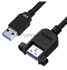 Удлинитель GCR 2.0m USB 3.0, AM/AF крепление под винт, черный, GCR-53902