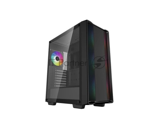 Компьютерный корпус Deepcool CC560 ARGB V2 без БП, боковое окно (закаленное стекло), 3x120мм ARGB LED вентилятор спереди и 1x120мм ARGB LED вентилятор сзади, черный, ATX