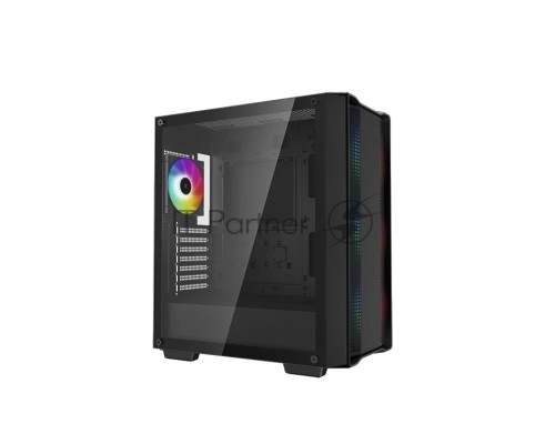 Компьютерный корпус Deepcool CC560 ARGB V2 без БП, боковое окно (закаленное стекло), 3x120мм ARGB LED вентилятор спереди и 1x120мм ARGB LED вентилятор сзади, черный, ATX