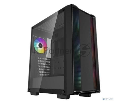 Компьютерный корпус Deepcool CC560 ARGB V2 без БП, боковое окно (закаленное стекло), 3x120мм ARGB LED вентилятор спереди и 1x120мм ARGB LED вентилятор сзади, черный, ATX