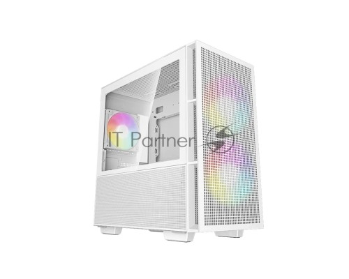 Компьютерный корпус Deepcool CH360 WH без БП, боковое окно (закаленное стекло), 2x140мм ARGB LED вентилятор спереди и 1x120мм ARGB LED вентилятор сзади, белый, mATX