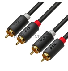 Кабель GCR 0.5m аудио 2 х RCA / 2 х RCA , черный, GCR-54122