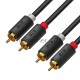 Кабель GCR 0.5m аудио 2 х RCA / 2 х RCA , черный, GCR-54122
