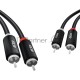Кабель GCR 1.5m аудио 2 х RCA / 2 х RCA , черный, GCR-54126