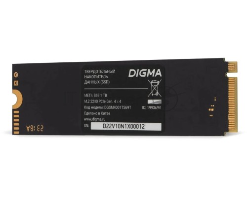 Накопитель SSD Digma PCIe 4.0 x4 1TB DGSM4001TS69T Meta S69 M.2 2280