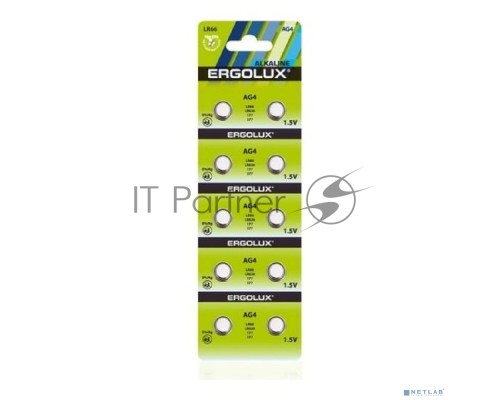 Батарейка для часов Ergolux AG 4  BL-10 (AG4-BP10, LR66 /LR626 /177 /377) (10 шт. в уп-ке)