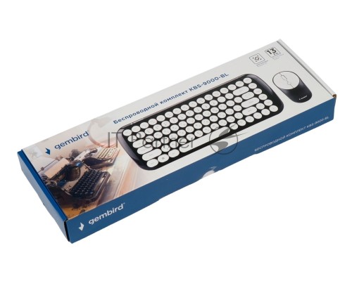 Комплект кл-ра+мышь беспров. Gembird KBS-9000-BL, черный, 2.4ГГц, 1600 DPI 