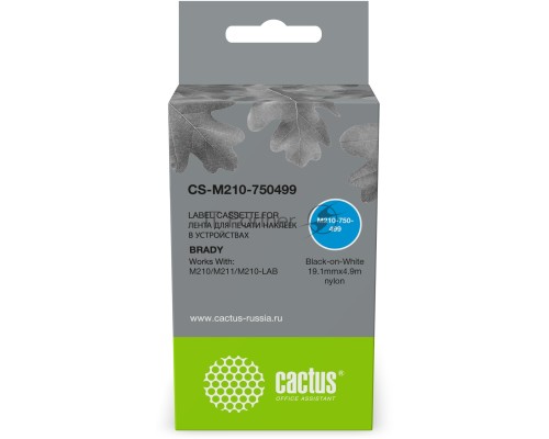 Картридж ленточный Cactus CS-M210-750499 черный шрифт, белый фон, 19.1мм, 4.9м для Brady M210/M211/M210-LAB