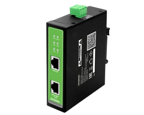 [Сетевое оборудование] Digma DNP90W48GDXM Инжектор PoE  10/100/1000BASE-T 90Вт 37-57В(DC)
