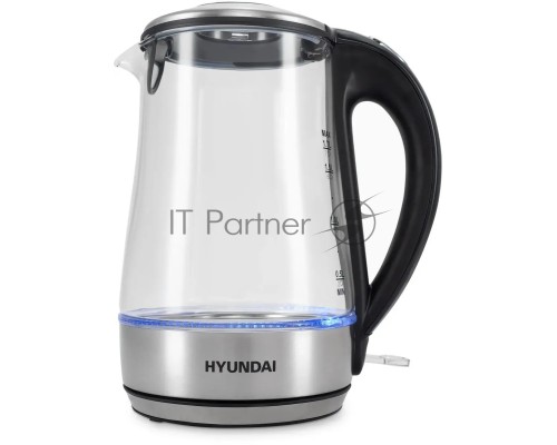 Чайник электрический Hyundai HYK-G8406 1.7л. 2200Вт прозрачный/черный (корпус: нержавеющая сталь)
