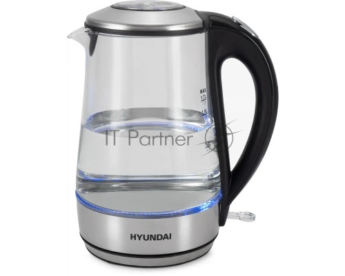 Чайник электрический Hyundai HYK-G8406 1.7л. 2200Вт прозрачный/черный (корпус: нержавеющая сталь)