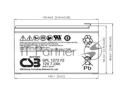 Аккумулятор CSB GPL1272 F2