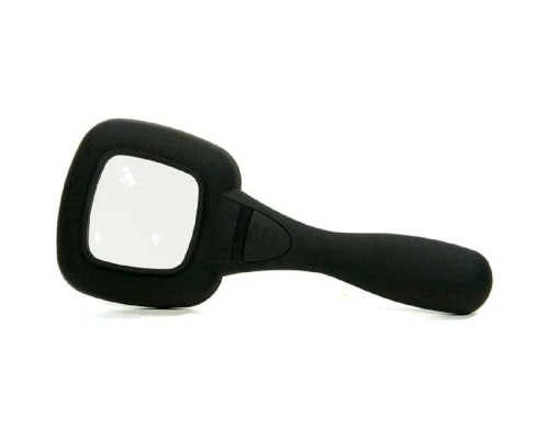 [Лампы - лупы] Rexant (12-0406) Лупа ручная, увеличение 4х, квадратная 50х40мм, с подсветкой 6LED, черная 