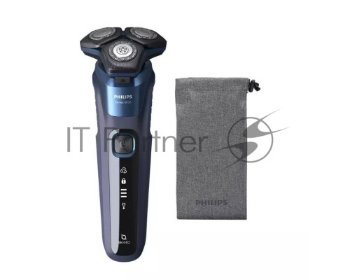Бритва роторная Philips S5885/10 реж.эл.:3 питан.:аккум. темно-синий
