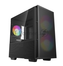 Компьютерный корпус Deepcool CH360 без БП, боковое окно (закаленное стекло), 2x140мм ARGB LED вентилятор спереди и 1x120мм ARGB LED вентилятор сзади, черный, mATX
