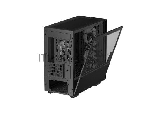 Компьютерный корпус Deepcool CH360 без БП, боковое окно (закаленное стекло), 2x140мм ARGB LED вентилятор спереди и 1x120мм ARGB LED вентилятор сзади, черный, mATX