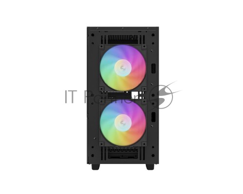 Компьютерный корпус Deepcool CH360 без БП, боковое окно (закаленное стекло), 2x140мм ARGB LED вентилятор спереди и 1x120мм ARGB LED вентилятор сзади, черный, mATX