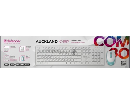 Клавиатура + мышка DEFENDER AUCKLAND C-987 RU WHITE 45987