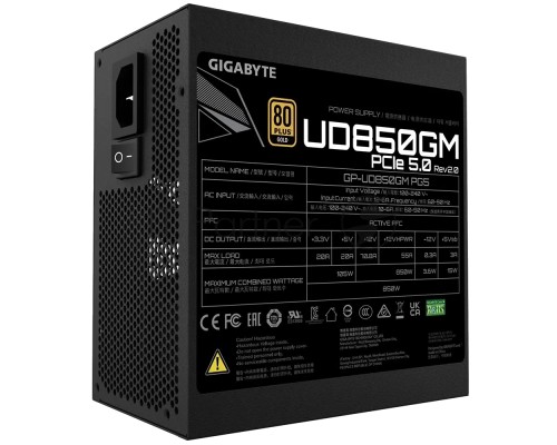 Блок питания Gigabyte UD850GM PG5 V2 GP-UD850GM PG5 850W, 80Plus, Gold, Полностью модульный, PCIe Gen 5.0 compatible 28200-U85GP-2EUR