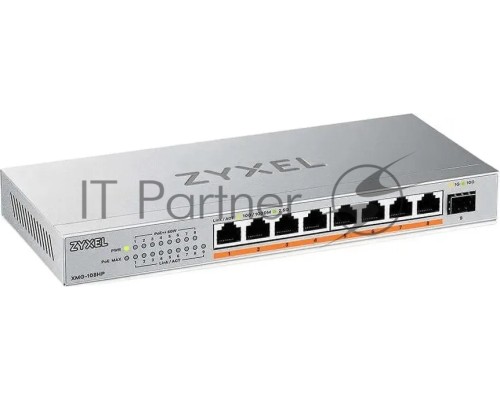 Коммутатор Zyxel XMG-108HP-EU0101F (L2) 8x2.5Гбит/с 1SFP+ 8PoE++ 100W неуправляемый