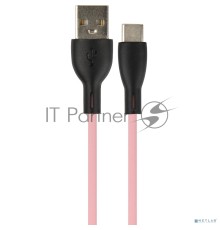 Кабель USB A вилка - C вилка, PERFEO 2.4A, розовый, силикон, длина 1 м., SILICON (U4715)