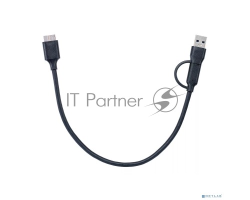 Кабель соединительный Telecom TUS714-0.3M 2-in-1 USBA+C to USB3.0 MicroBM 5Gbps, 0.3m