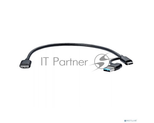 Кабель соединительный Telecom TUS714-0.3M 2-in-1 USBA+C to USB3.0 MicroBM 5Gbps, 0.3m