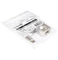 Кабель-адаптер ExeGate EXE-725C-45 (USB3.0 Type C --> 1xRJ45 UTP 100Mbps/1000Mbps/2.5Gbps, Realtek Chipset RLT8156, корпус алюминиевый, серебристый)