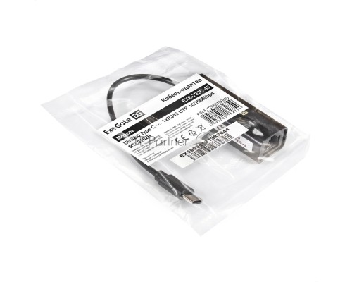 Кабель-адаптер ExeGate EXE-732C-45 (USB2.0 Type C --> 1xRJ45 UTP 10Mbps/100Mbps, Realtek Chipset RTL8152B)