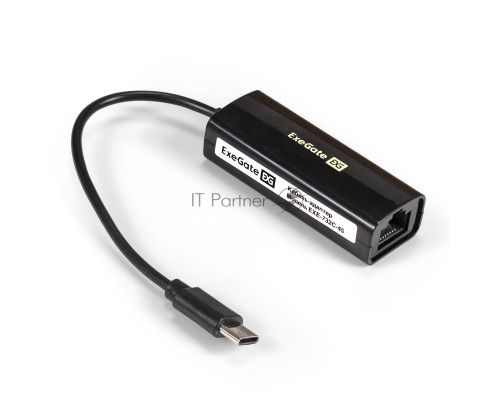 Кабель-адаптер ExeGate EXE-732C-45 (USB2.0 Type C --> 1xRJ45 UTP 10Mbps/100Mbps, Realtek Chipset RTL8152B)