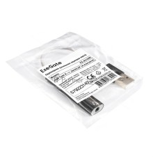 Кабель-адаптер для подключения телефонной гарнитуры к порту USB ExeGate <EX-AU-04B> (внешняя звуковая карта USB, 1x Jack3.5 F (4-контакта), кнопки: volume +, volume -, play/pause/next/previous,  Windows/Linux/MAC OS)