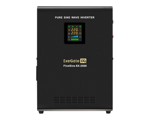 Комплект ИБП EX296002RUS + батарея 120Aч EX282988RUS 2шт (инвертор, синус, для котла, настенный) ExeGate FineSine SX-2500.LCD.AVR.2SH <2500VA/1800W, чистая синусоида, цветной LCD-дисплей, AVR, 2*Schuko, линейно-интерактивный, крепление настенное/универса