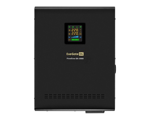 Комплект ИБП EX296003RUS + батарея 55Aч EX285652RUS 4шт (инвертор, синус, для котла, настенный) ExeGate FineSine SX-3000.LCD.AVR.2SH.T <3000VA/2100W, чистая синусоида, цветной LCD-дисплей, AVR, 2*Schuko+клеммы, линейно-интерактивный, крепление настенное,