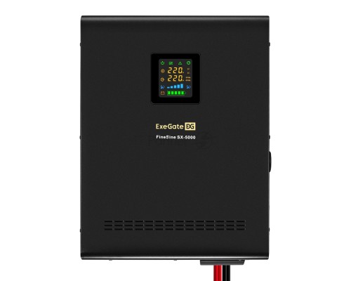 Комплект ИБП EX296004RUS + батарея 33Aч EX282974RUS 4шт (инвертор, синус, для котла, настенный) ExeGate FineSine SX-5000.LCD.AVR.2SH.T <5000VA/3500W, чистая синусоида, цветной LCD-дисплей, AVR, 2*Schuko+клеммы, линейно-интерактивный, крепление настенное,