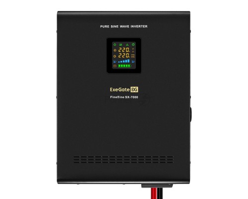 Комплект ИБП EX296005RUS + батарея 26Aч EX282970RUS 4шт (инвертор, синус, для котла, настенный) ExeGate FineSine SX-7000.LCD.AVR.2SH.T <7000VA/5000W, чистая синусоида, цветной LCD-дисплей, AVR, 2*Schuko+клеммы, линейно-интерактивный, крепление настенное,
