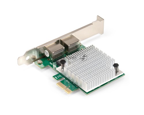 Сетевой адаптер ExeGate EXE-562 (PCI-E x1 v2.0, 2xRJ45, UTP 10/100/1000Mbps, Realtek Chipset RTL8111F)