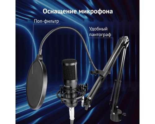 Микрофон проводной Оклик SM-600G 2.5м черный