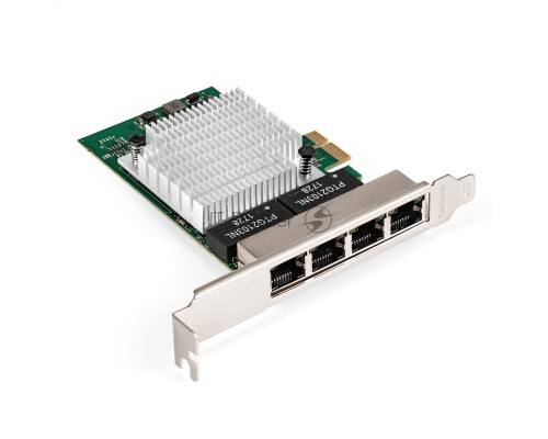 Сетевой адаптер ExeGate EXE-564 (PCI-E x1 v2.0, 4xRJ45, UTP 10/100/1000Mbps, Realtek Chipset RTL8111H+ASM1184e)