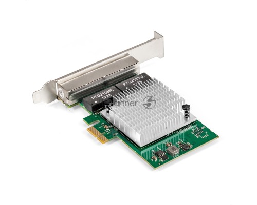 Сетевой адаптер ExeGate EXE-564 (PCI-E x1 v2.0, 4xRJ45, UTP 10/100/1000Mbps, Realtek Chipset RTL8111H+ASM1184e)