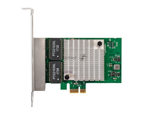 Сетевой адаптер ExeGate EXE-564 (PCI-E x1 v2.0, 4xRJ45, UTP 10/100/1000Mbps, Realtek Chipset RTL8111H+ASM1184e)