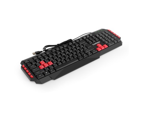 Клавиатура ExeGate Multimedia Professional Standard LY-505M (USB, полноразмерная, влагозащищенная, 114кл., Enter большой, 8 красных клавиш, мультимедиа, длина кабеля 1,5м, черная, Color Box)